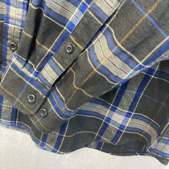 Eddie Bauer Relaxed Fit Flannel Shirt Mens Large Blue Gray Plaid Button Up Cabin - Picture 9 of 15